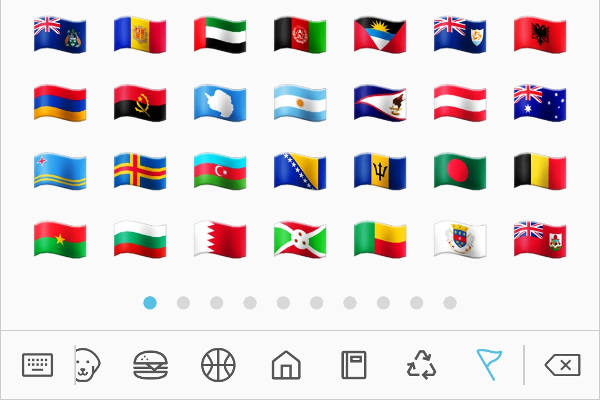 The emoji menu on a phone keyboard