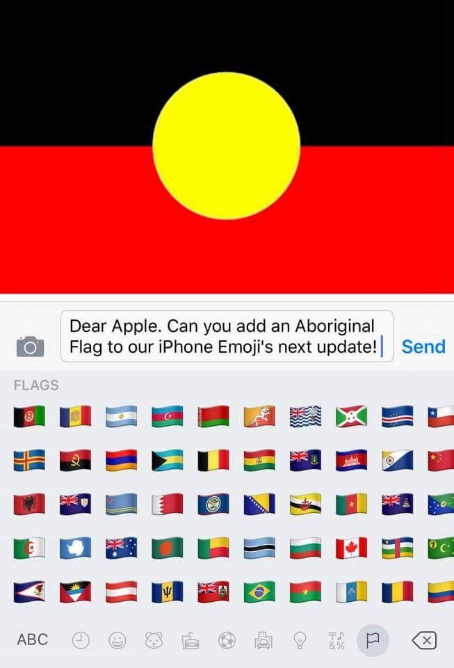 Printscreen of the post, asking Apple to add the Indigenous flag