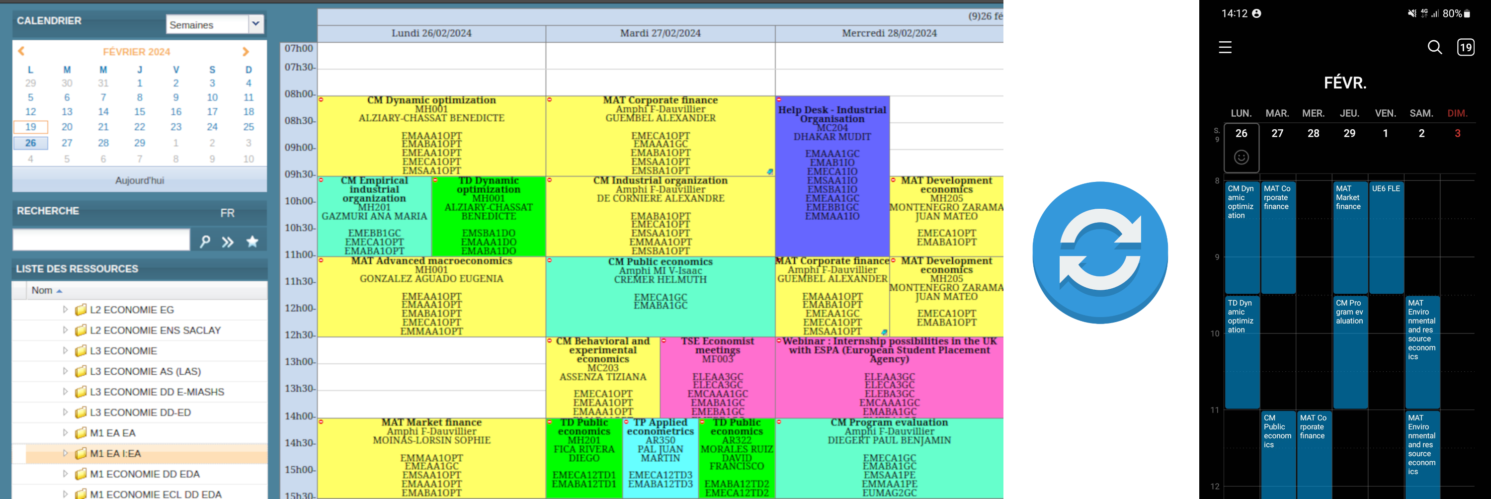Web page syncing to phone calendar app